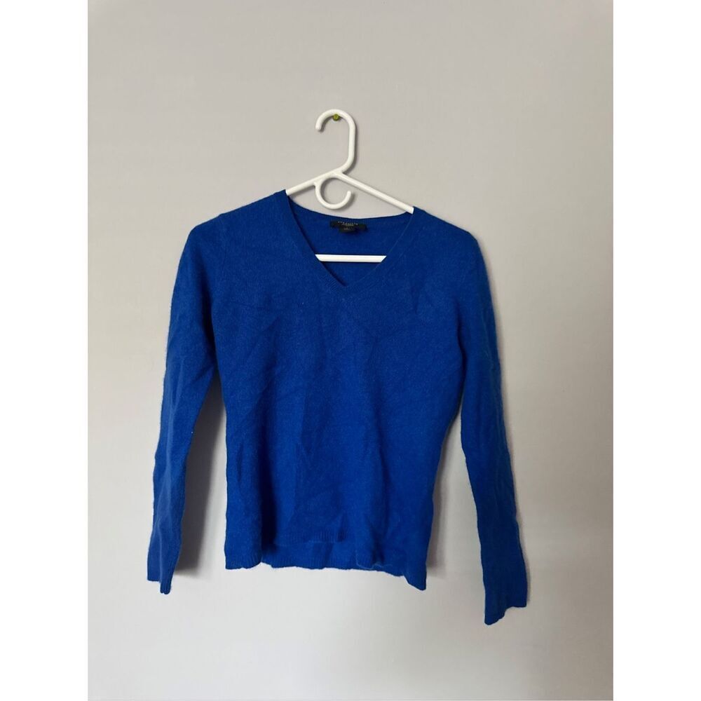 Ann Taylor‎ Women's 100% Cashmere V-Neck Sweater Small Royal Blue